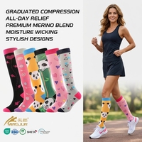 Fabricant de bas élastiques pour femmes S/M-L/XL Chaussettes de compression à pression tricotées avec logo High Crew sur les poignets et le corps
