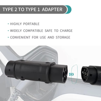 Adaptateur de chargeur EV monophasé 220V Type2 à Type1 32A compatible avec le chargeur de Type 2 pour prise de charge de type 1 de voiture électrique
