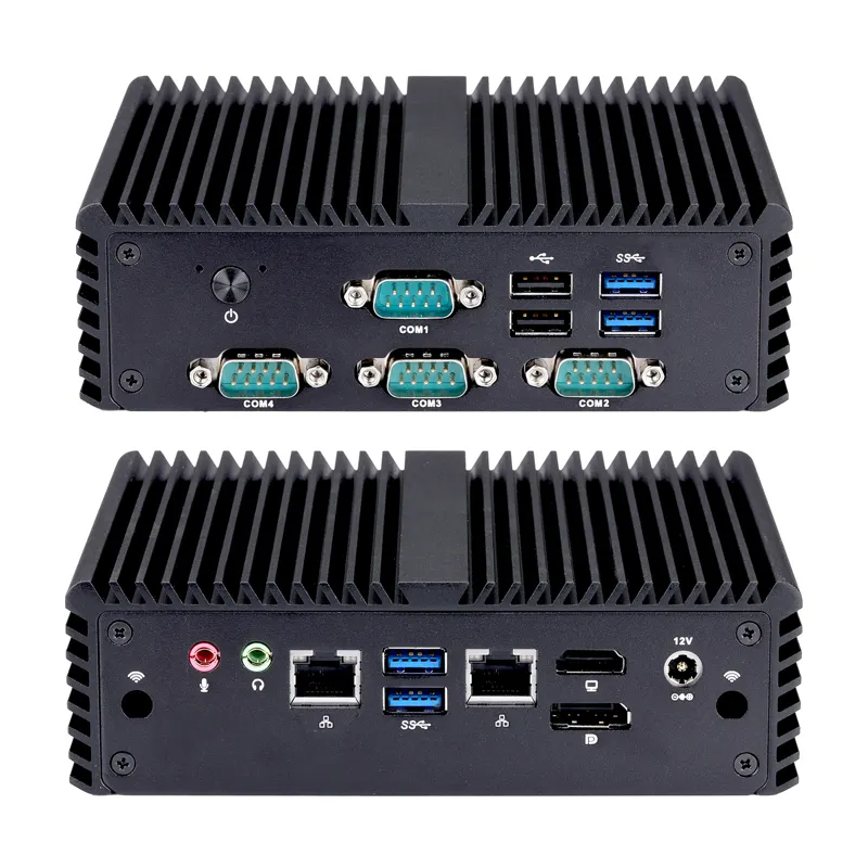 Qotom 4 RS232 2 LAN connectivité étendue Mini ordinateur M.2 Options de stockage multiples i5 10210U Mini PC industriel sans ventilateur