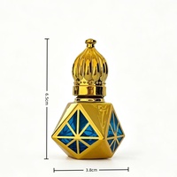 Flacon de parfum en verre octaédrique de 8 ml avec motif étoile, bouchon à vis, emballé en carton, avec applicateur à bille pour vaporisation, mini flacon rechargeable