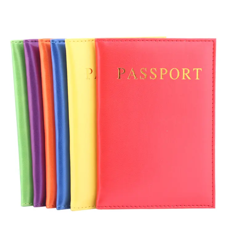 Capa para passaporte de couro pu, barato personalizado multi 8 colorido porta-passaporte ouro maleável suporte de couro pu para venda