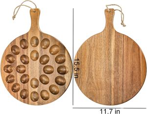 Vòng Keo Gỗ <span class=keywords><strong>deviled</strong></span> trứng Platter với 24 lỗ & xử lý cho Lễ Phục sinh Tạ Ơn & bên lưu trữ khay chủ cho trứng - Product Image 3