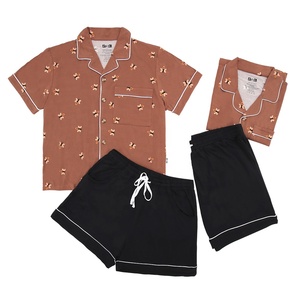 Set di pigiama in bambù Extra morbido e traspirante per uomo donna abbigliamento da notte elastico per <span class=keywords><strong>la</strong></span> casa usa <span class=keywords><strong>la</strong></span> nuova collezione estiva - Product Image 4