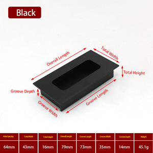 Moderne zwarte <span class=keywords><strong>matte</strong></span> vierkante aluminiumlegering anti-roest milieuvriendelijke inbouw kastgreep voor kledingkast keuken lade - Product Image 3
