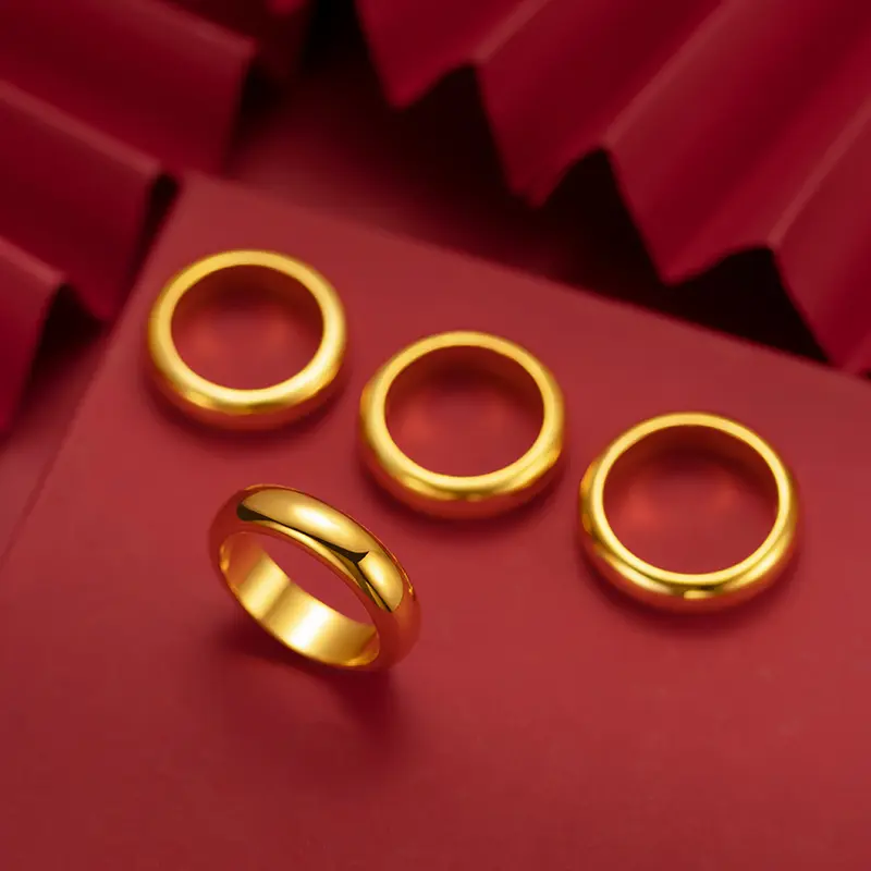 High Quality 24 K Gold Ring Lovers Engagement Ring Marriage Ring Male Women Dubai Gold Accessories