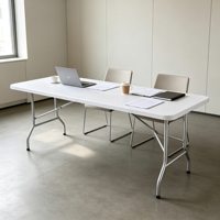 Table pliante en plastique de 180 cm, table à manger portable pliable pour la maison, le bureau, les activités de plein air