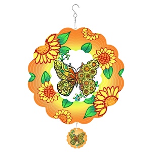 Tournesol métallique coloré de 12 pouces en forme de flamant rose pour la décoration de jardin et de cour, forme de papillon rectangulaire - Product Image 1