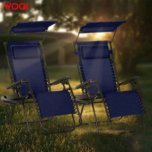 เก้าอี้พับกลางแจ้ง Woqi สีน้ำเงินเข้ม โครงเหล็ก ปรับเอนได้ พร้อมหลังคา สำหรับตั้งแคมป์และพักผ่อน - Product Image 2