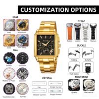 Reloj Skmei 2339 de Acero Inoxidable para Hombre, Diseño Cuadrado Dorado de Lujo, Reloj de Cuarzo de Moda para Negocios, con Logotipo Personalizado