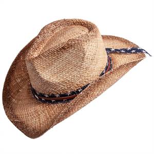 Chapeau de soleil en paille effet peinture spray pour hommes - Chapeaux Fedora et Cowboy de style western pour un look estival élégant - Product Image 4