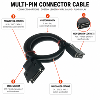 Câble de données blindé SCSI à 13 paires torsadées, 26 broches MDR mâle demi-pitch CN26, type à verrouillage, avec noyau en cuivre, en PBT et PVC