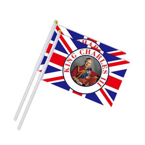 Gahumi impresión personalizada rey Carlos III Bandera de mano pequeña bandera 14*21cm poliéster Reino Unido Mini bandera para ceremonia vacaciones - Product Image 4