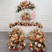 Décoration de mariage sur le thème du brun, bouquet de fleurs artificielles, boule de fleurs personnalisée pour allée, ensemble de décoration romantique avec fausses fleurs