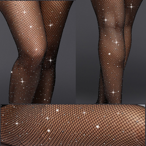 8 renkler kadınlar Rhinestone naylon parlak Fishnet seksi çorap örgü <span class=keywords><strong>tayt</strong></span> ince elmas şeffaf külotlu Bling kristaller külotlu - Product Image 3