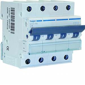 MYN406 Personalizzabile con Hagers MCB 4500A 4P curva C 6A 4 moduli - Product Image 1