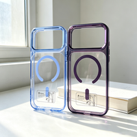 Coque de téléphone magnétique transparente avec cadre coloré pour iPhone 17 18 ProMax 16 15, étuis de protection magnétiques transparents pour Samsung S26u