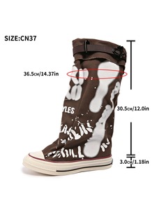 Moda de invierno 2025, zapatillas de deporte con grafiti de alta calidad para mujer, <span class=keywords><strong>botas</strong></span> apiladas, <span class=keywords><strong>botas</strong></span> informales, <span class=keywords><strong>zapatos</strong></span> - Product Image 3