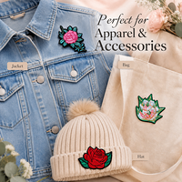 Patchs brodés floraux personnalisés en gros, badges d'appliques de fleurs de rose assorties pour vestes, robes, sacs, chapeaux et vêtements