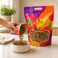 Sac personnalisé pour aliments pour animaux avec poignée et marque privée pour les détaillants mondiaux d'aliments pour animaux, pour l'emballage en vrac de croquettes pour chats