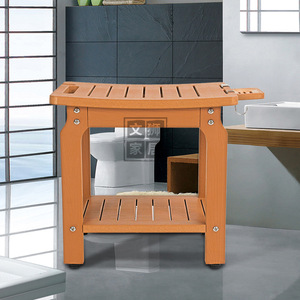 Tabouret de salle de bain en composite bois-plastique Wen Shi L41xW30xH42cm, imperméable, antidérapant, avec rangement, siège de douche - Product Image 5