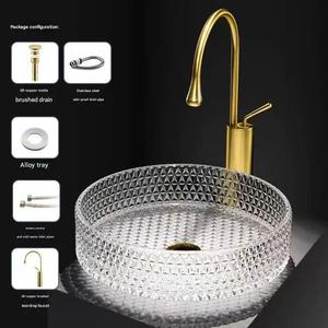 <span class=keywords><strong>Lavabo</strong></span> Redondo de <span class=keywords><strong>Cristal</strong></span> de Lujo Moderno, <span class=keywords><strong>Lavabo</strong></span> Artístico de <span class=keywords><strong>Cristal</strong></span> Templado con Diamantes de Colores y Desagüe para Uso en Baños de Hotel - Product Image 4