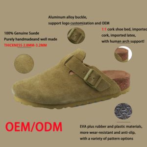Zapatillas de Corcho de Alta Calidad Inspiradas en Pantuflas, Parte Superior de Cuero Vacuno, Suela Antideslizante, Venta al por Mayor, Logotipo Personalizado - Product Image 2