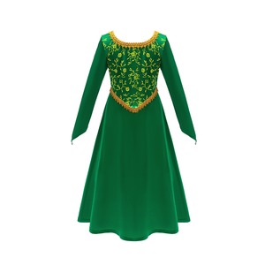Disfraces de Cosplay de Shrek y <span class=keywords><strong>Fiona</strong></span>, <span class=keywords><strong>Princesa</strong></span> Verde de Terciopelo para Niñas, Trajes de Fiesta de Halloween de Manga Larga para Niños - Product Image 3