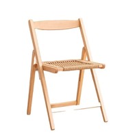 Chaise pliante en bois massif DISHI avec assise en corde tressée, légère, pour la maison, chaise de salle à manger Mahjong