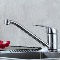 Robinet mitigeur de lavabo chromé poli à montage sur plan, avec poignée et corps en zinc, pour salle de bain