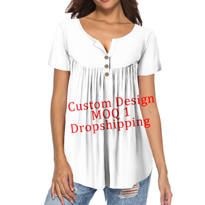 Samoa Polynesian All Over Custom <strong>Personalised</strong> T-Shirt Blouses Ladies Women Tribal Wave Casual Short Sleeves Button <strong>Tops</strong> Women - Product Image 5