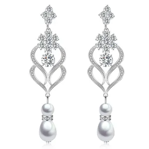 RAKOL EP2332 high quality jewelry zircon stud pearl earrings for girls