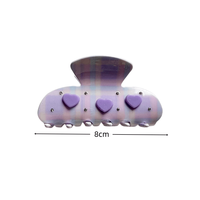 Pince à cheveux moyenne en acétate à motif écossais pastel et strass en forme de cœur, style coréen, pour femmes, accessoires capillaires quotidiens pour le bureau
