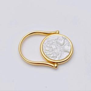 Bague double face en nacre blanche de <span class=keywords><strong>la</strong></span> série Mermaid of the Sea en or 14 carats, fabriquée à <span class=keywords><strong>la</strong></span> main de style palais Vintage D - Product Image 5