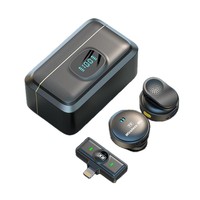 Microfono Lavalier Wireless Q8 Cardioide Tipo C Lightning Mini Microfono da Colletto per Cellulare Leggero con Custodia di Ricarica