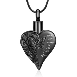 Collar de urna de joyería de cremación de corazón para cenizas para mujeres y hombres collar con colgante de medallón de urna de mariposa de un ser querido - Product Image 3
