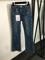 Nouveau design de jeans à imprimé carreaux Camellia, coupe slim, en denim