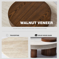 Table basse minimaliste moderne en pierre naturelle couleur noyer avec pieds en bois massif durable et facile à nettoyer SK-861