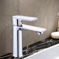 Robinet de lavabo moderne en ABS à poignée unique, chromé, mitigeur de salle de bain à poser, économiseur d'eau, pour hôtel et maison