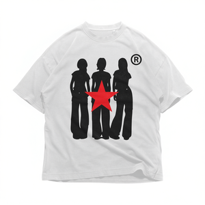 T-shirt Casual Chic con Stampa Stella Rossa Audace, Unisex, in Cotone Pesante, per Uso Quotidiano, Regalo di Moda - Product Image 2