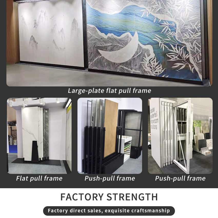 Tsianfan Metal Large Porcelain Floor Tile Stand Showroom Sample Granite Sintered Stone Slab Panel Rotating Marble Display Racks