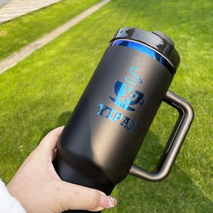 Gobelet isotherme sous vide H2.0 en acier inoxydable plaqué bleu 40 oz avec logo personnalisé, manchon en silicone et affichage de la température pour gravure laser - Product Image 4