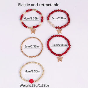 핫 세일 빈티지 보헤미안 라인스톤 비즈 나비 유리 스톤 인피니티 팔찌 세트 - Product Image 2