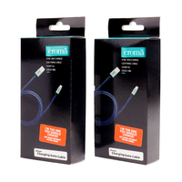 Boîte d'emballage en papier personnalisée pour produits électroniques, pliable, à suspendre, vide, pour téléphone portable, câble USB, câble de charge de voiture