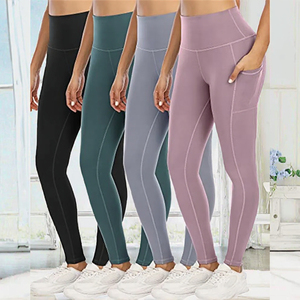 Pantalones <span class=keywords><strong>de</strong></span> Yoga Ajustados <span class=keywords><strong>de</strong></span> Cintura Alta para Mujer, con Bolsillos Laterales, Spandex/Nylon, <span class=keywords><strong>El</strong></span>ásticos en Cuatro Direcciones, Secado Rápido, para Gimnasio y Entrenamiento - Product Image 3