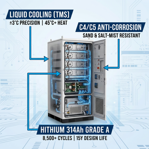 BESS 125kW 261kWh Raffreddamento Liquido Hithium 314Ah C&I Accumulo Energia Peak Shaving - Product Image 4