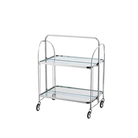 Chariot de service pliable médiéval à trois niveaux en verre, chariot à vin et à repas, table de rangement de cuisine en verre transparent, modèle très tendance