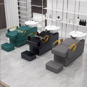 Modernes Design Beauty Salon <span class=keywords><strong>Shampoo</strong></span> Rück spüle inheit Waschbecken Station Kippen Keramik Waschbecken Verstellbarer Sitz Haar Badezimmer Krankenhaus Park - Product Image 5