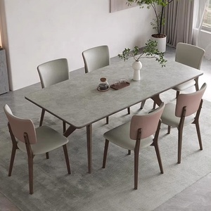 <span class=keywords><strong>Tavolo</strong></span> da Pranzo Nordico in Legno Massello con Piano in Roccia, Stile Moderno e Semplice, Frassino, Wabi-Sabi, Rettangolare, Colore <span class=keywords><strong>Noce</strong></span> - Product Image 2