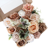 Fleurs artificielles en boîte pour salle de mariage Bouquet de mariée et cadeau d'anniversaire de Noël DIY Design floral fait à la main