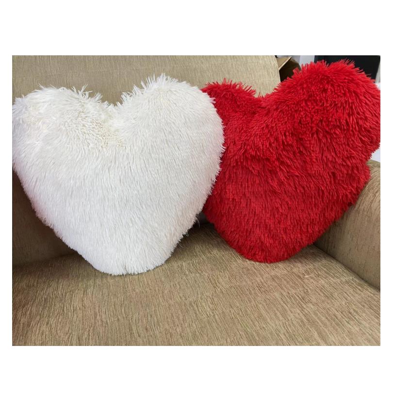 Wholesale URN white pink decorative custom heart stuffed shaped plush soft pillow cushion